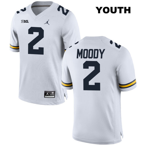 Youth NCAA Michigan Wolverines Jake Moody #2 White Jordan Brand Authentic Stitched Football College Jersey MR25U47VZ